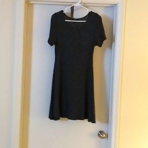 Short sleeve, dark gray Christian Siriano fit and flare dress